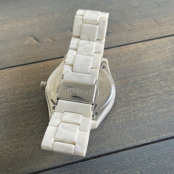 Fossil Stella ES 4019 Shimmer Horn Acetate Bracelet Tinted 3 Eye Face Dial (L7) - Picture 5 of 6
